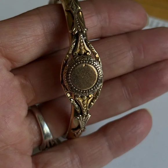 Unique Vintage Austin&Stones Gold filled- plated Hinged Bangle Bracelet 1907ss - Picture 11 of 14